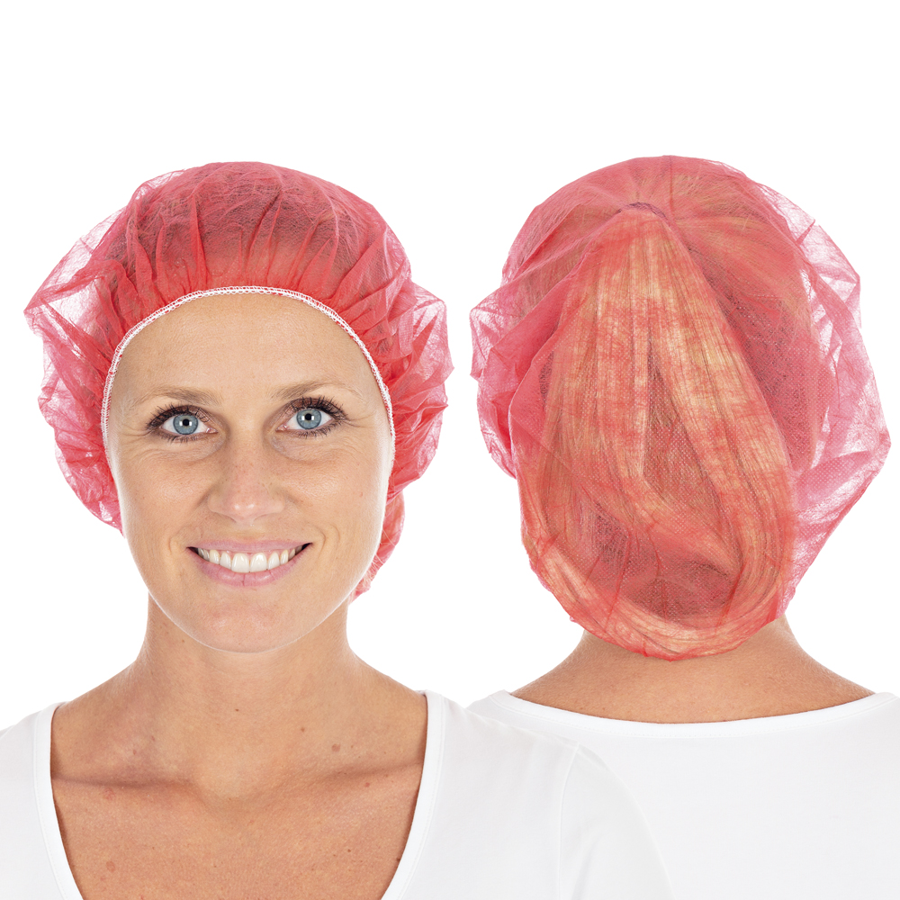 Bettina Light beret hoods made of PP in the front and rear view in the color red