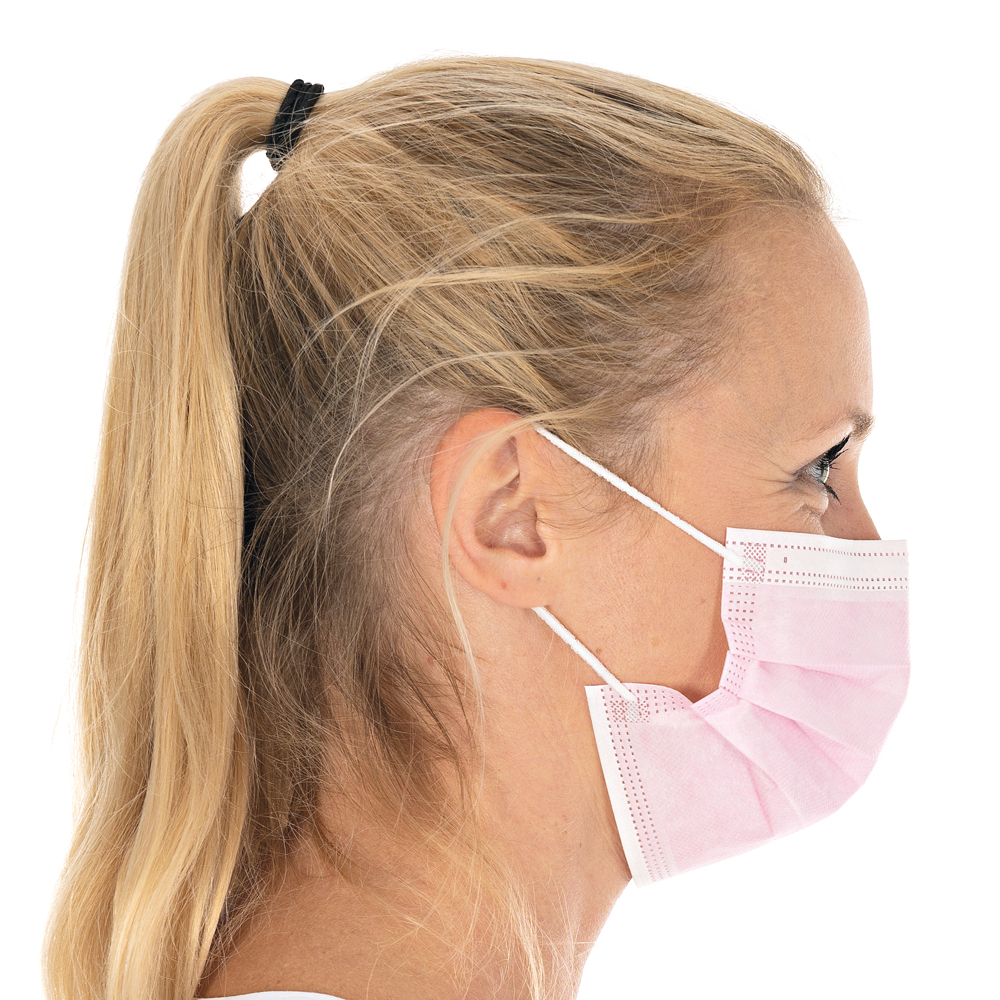 Face masks Civil Use, 3-ply made of PP in pink in the side view