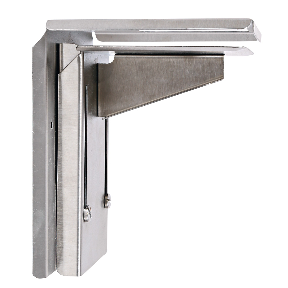 Dispenser for flowpack made of stainless steel in the side view